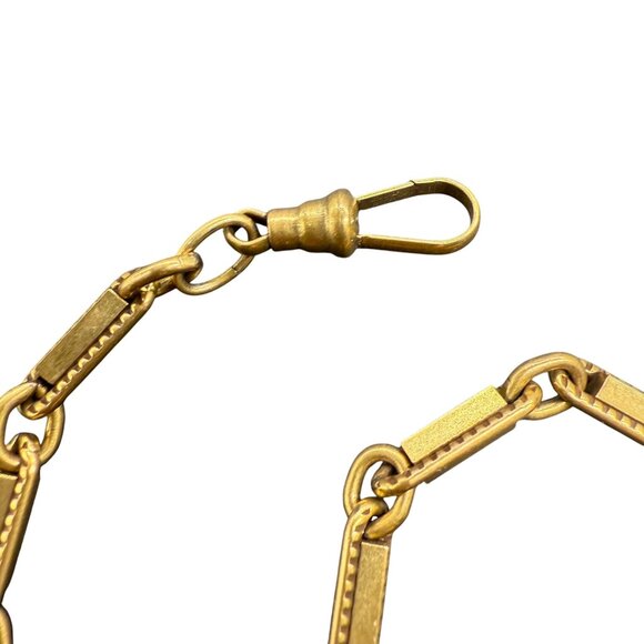 Vintage Pocket Watch Bar Link Baht Chain Gold Tone Classic Everyday Chic Retro - Picture 5 of 5